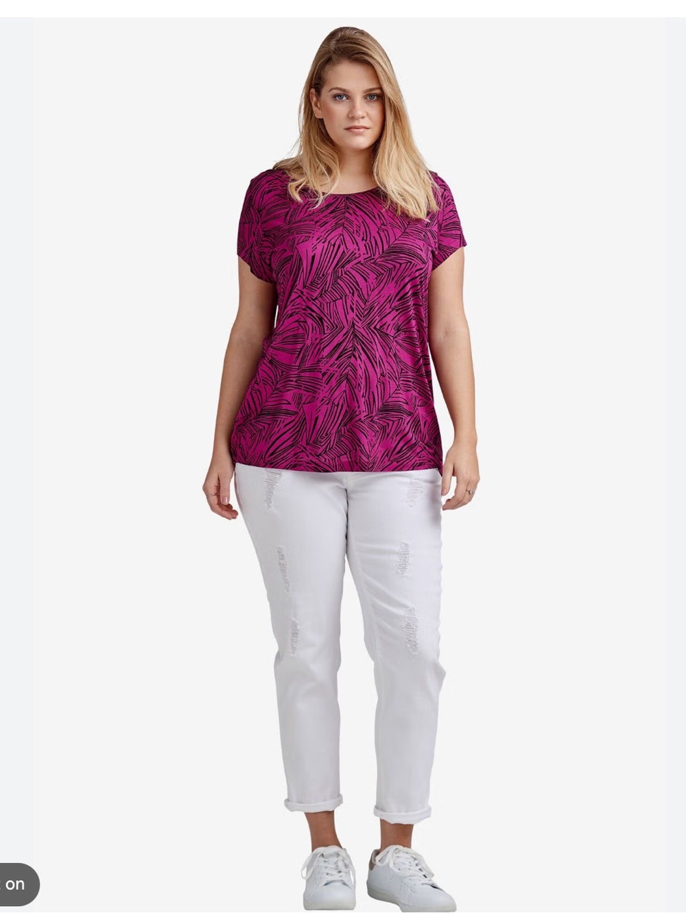 Ellos magenta and black short sleeved top, 1X (18-20), NWT!